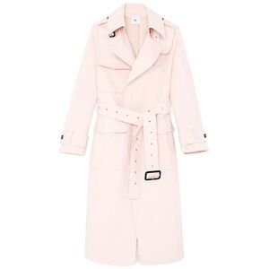 Women's Pale Pink Long Trench Coat with Belt